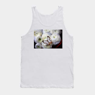 Exotic White Butterfly On With Ranunculus Flowers Tank Top